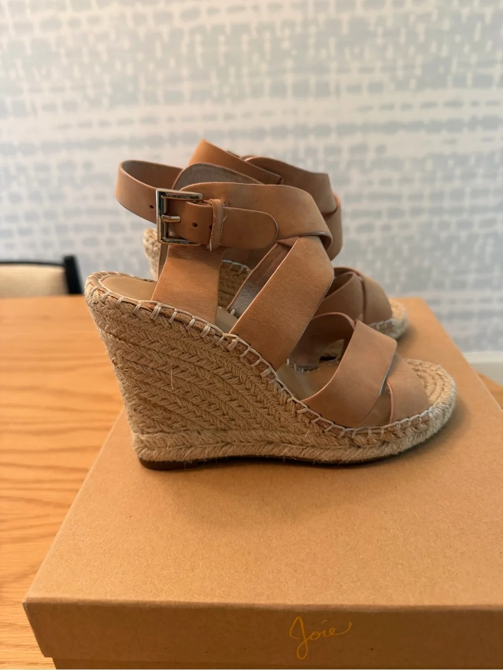 Joie Kaelyn Espadrille Wedge Sandals Powder Leather EU 36 / US 6